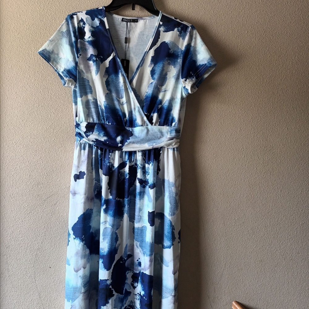 New Ouges Summer Short Sleeve V-Neck Floral Midi … - image 4